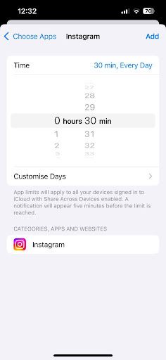 Set your daily usage limit in iphone