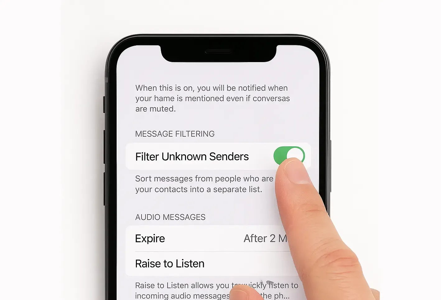 Tips to fillter unknown sender